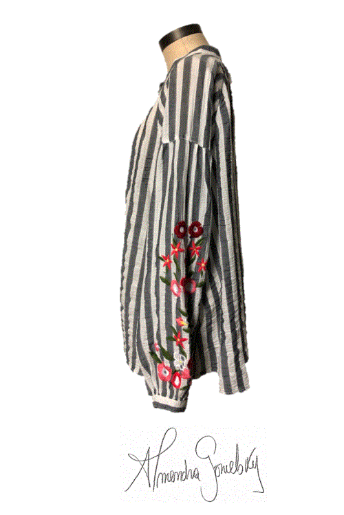 Imagen #1 de Blusa a rayas con bordado